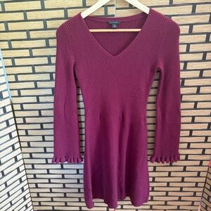 Ann Taylor Burgundy‎ Ribbed Sweater Dress Size XS